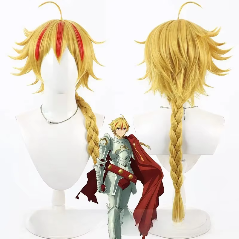 Perruque de Cosplay Fate Strange Fake Richard I, cheveux synthétiques blonds avec mèches rouges, rés