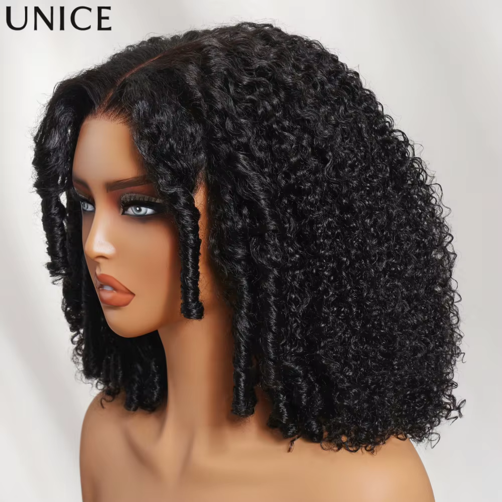 UNice 7x5 Bye Bye Slip ™ Perruque afro bouclée avec pointes en spirale, 100% cheveux humains, sans