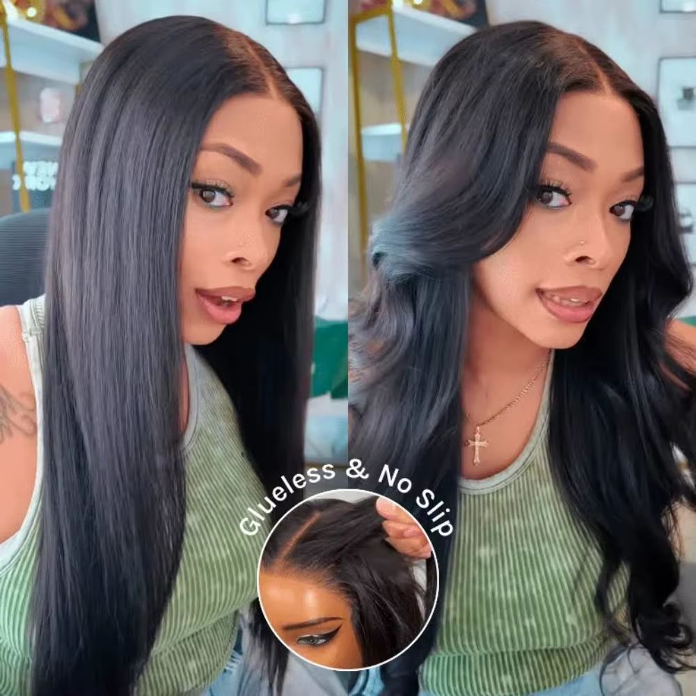 Perruque sans colle Klaiyi Hair 7x5 Bye Bye Knots, cheveux humains Yaki lisses, pré-épilée, nœuds pr