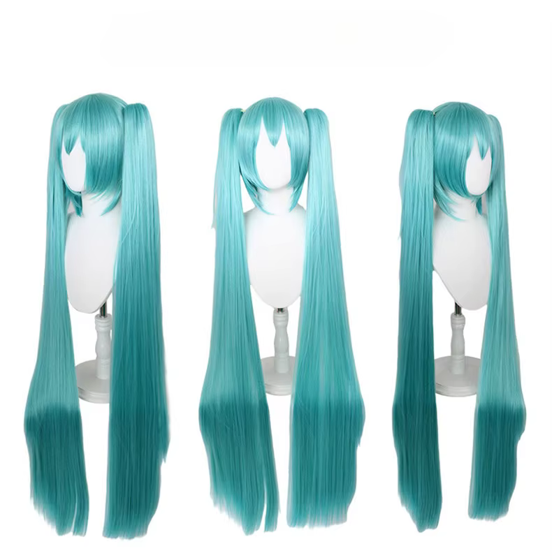 Perruque de cosplay Anime VOCALOID pour femmes, perruque bleue magique MIKU, cheveux longs bleus ave