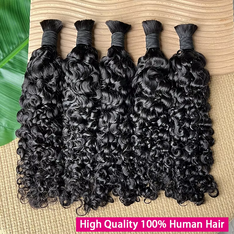 Cheveux humains en vrac bruts pour tresser en gros birmans bouclés Boho tresses Extensions de cheveu