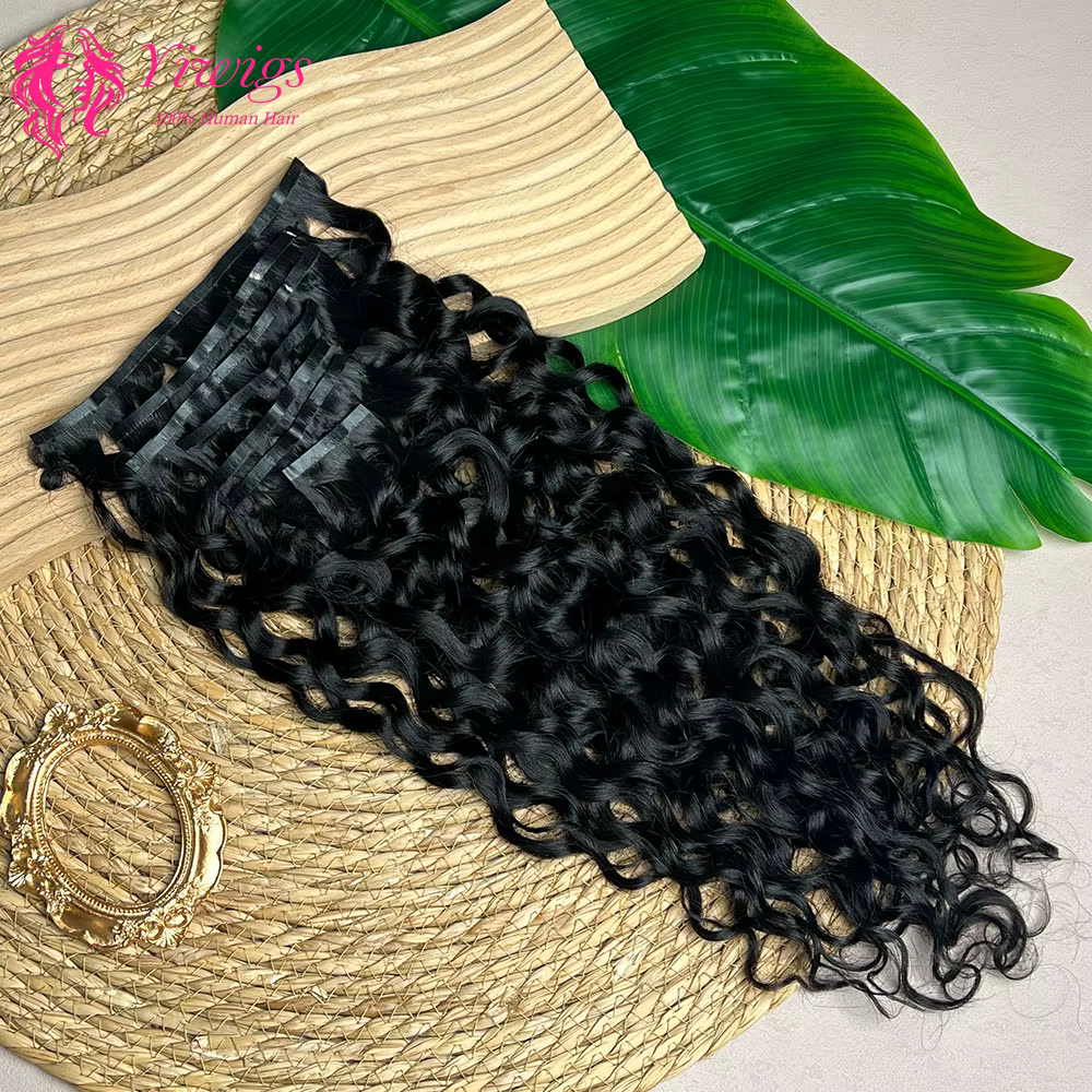 Yiwigs-Extensions de cheveux bouclés à clipser sans couture, trame en PU, ensembles de tête complets