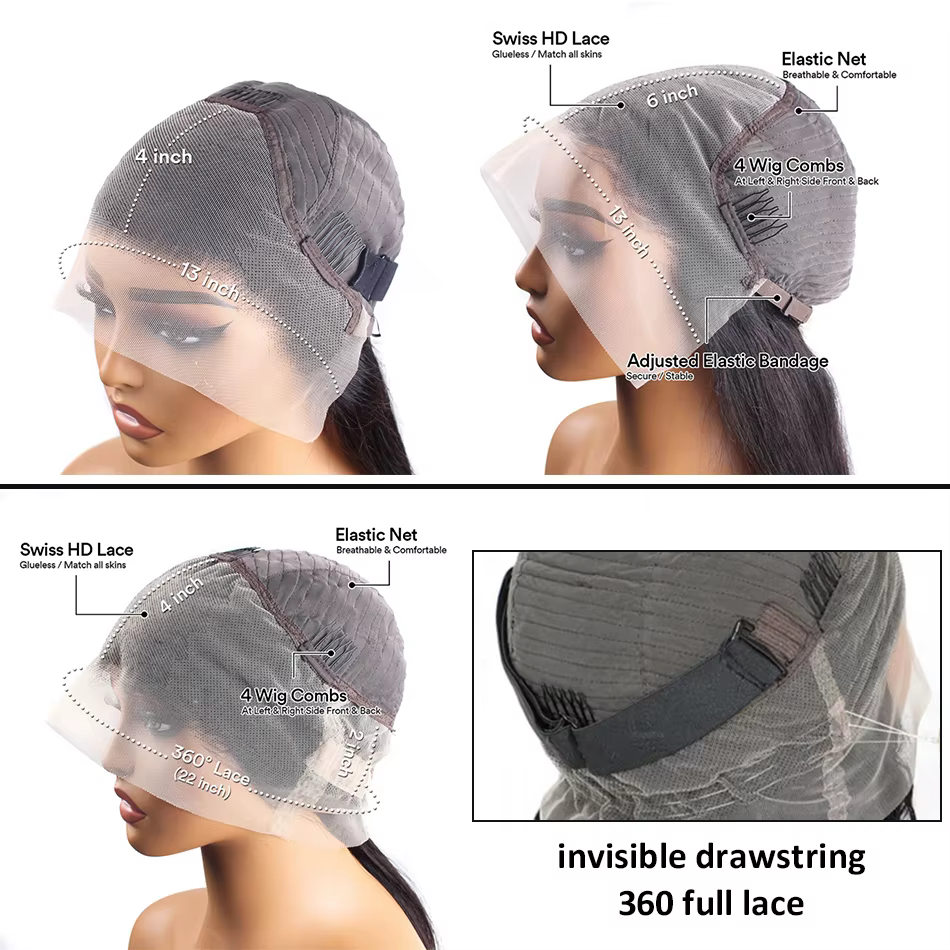 Perruque Full Lace 360 Body Wave, Perruque Lace Front 13x6 en Cheveux Humains, Perruque Frontale HD