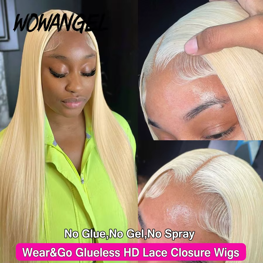 Wow Angel 32 pouces perruques sans colle 613 perruques blondes 5x5 HD dentelle fermeture perruques d