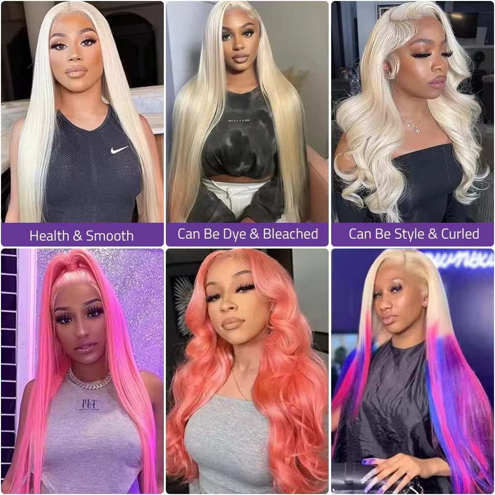 Perruque Lace Front Blonde 613 en Cheveux Humains, Perruque Frontale HD 13x6, Perruques Lace Front L