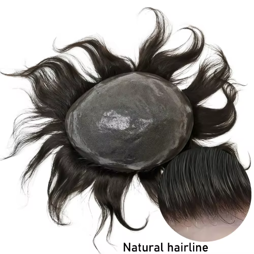 Prothèse de cheveux humains en PU à peau fine pour hommes,proteses de cabelo humano masculino toupet