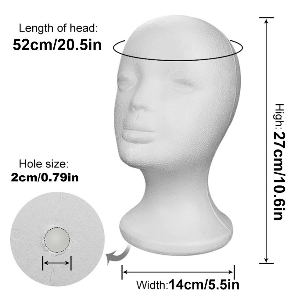 Tête de mannequin féminin en mousse, légère et portable, facile à utiliser, support d'affichage pour