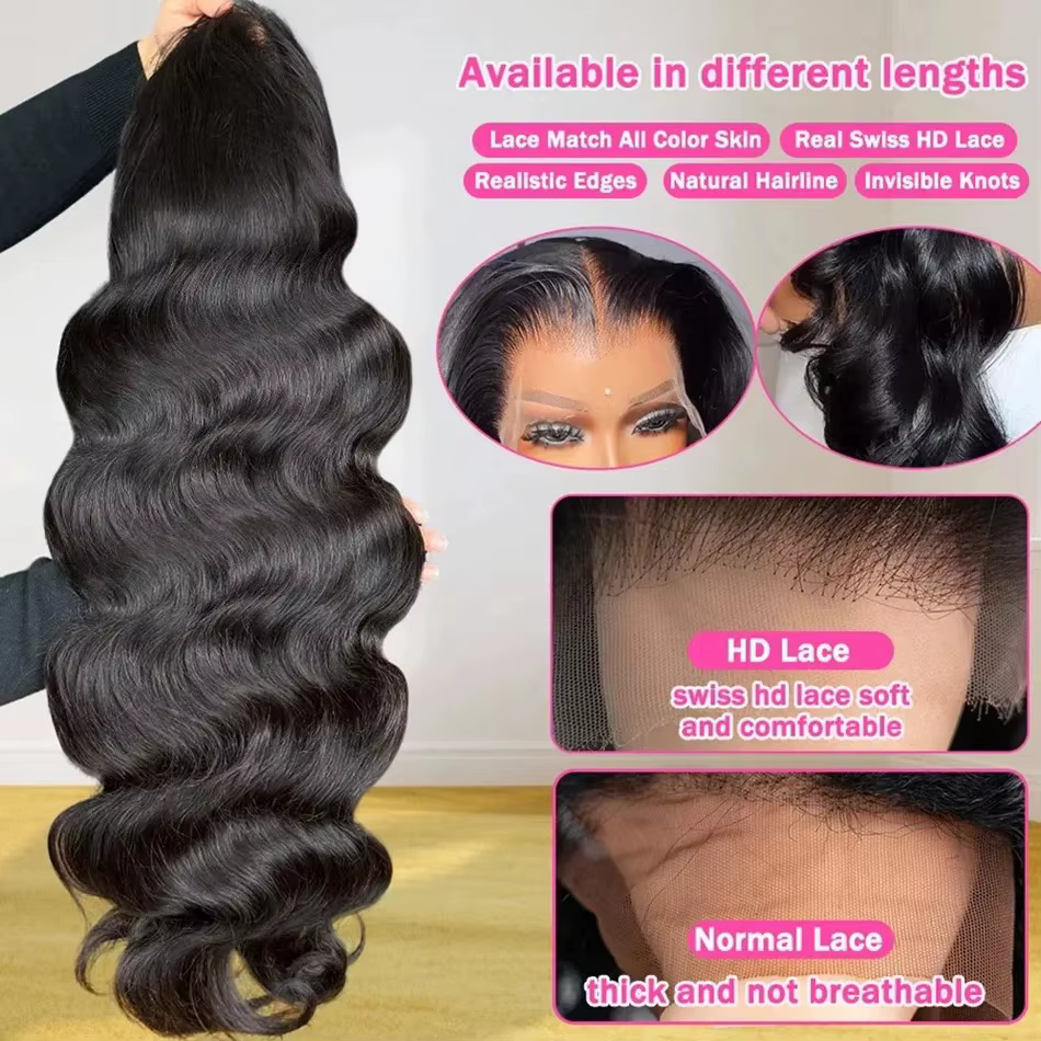 280% Remy 36 42 pouces vague de corps 13x6 Hd dentelle frontale perruque cheveux humains brésilien p