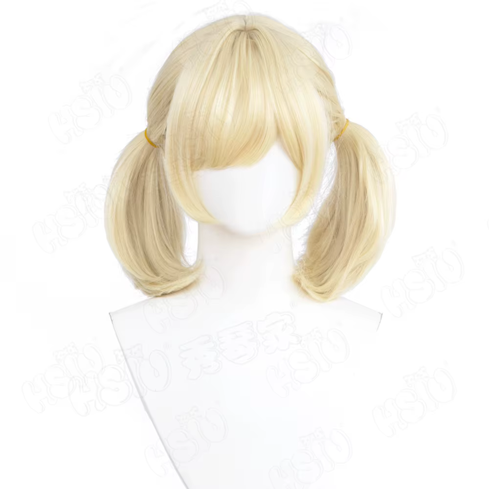 Shigure Ui-Perruque de Cosplay en Fibre Synthétique Ultraviolette, Double Queue de Cheval Jaune, Cou