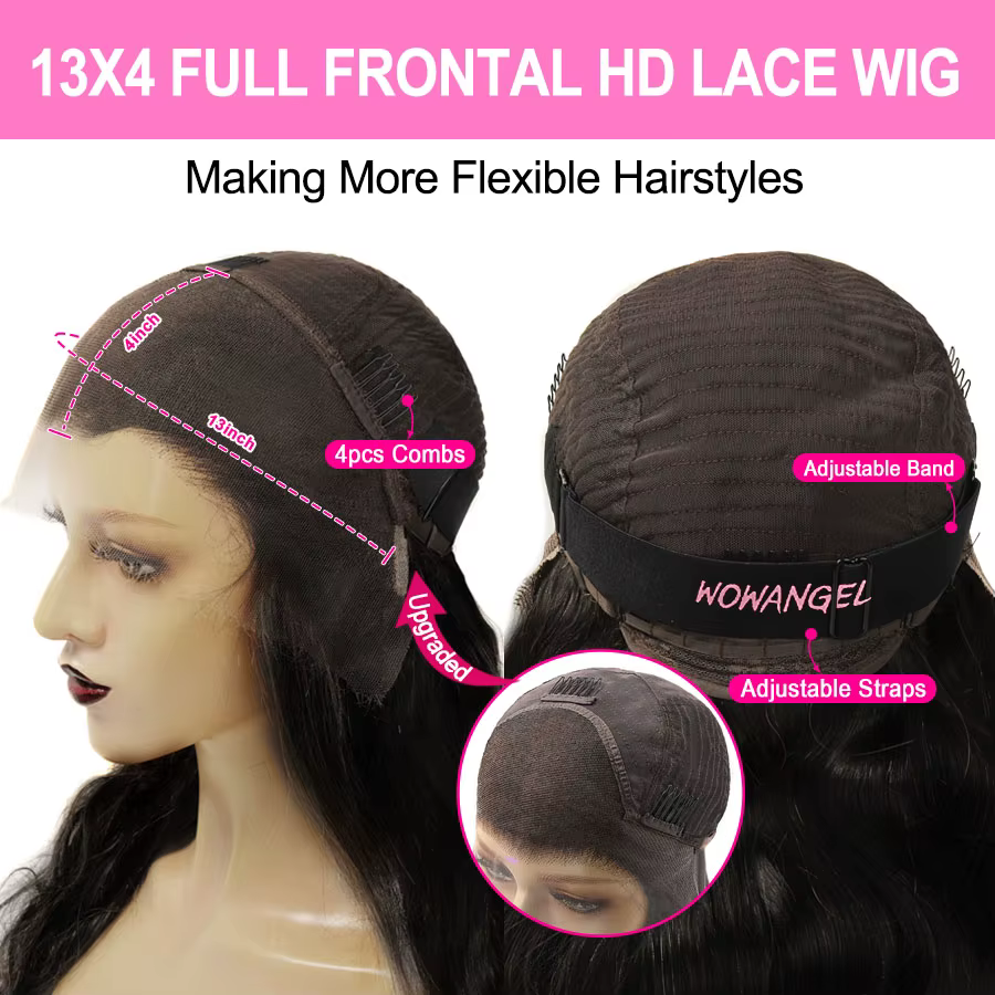 Perruque Lace Frontal wig transparente, cheveux ondulés, 30 pouces, 13x4 HD, brun, couleur chocolat,