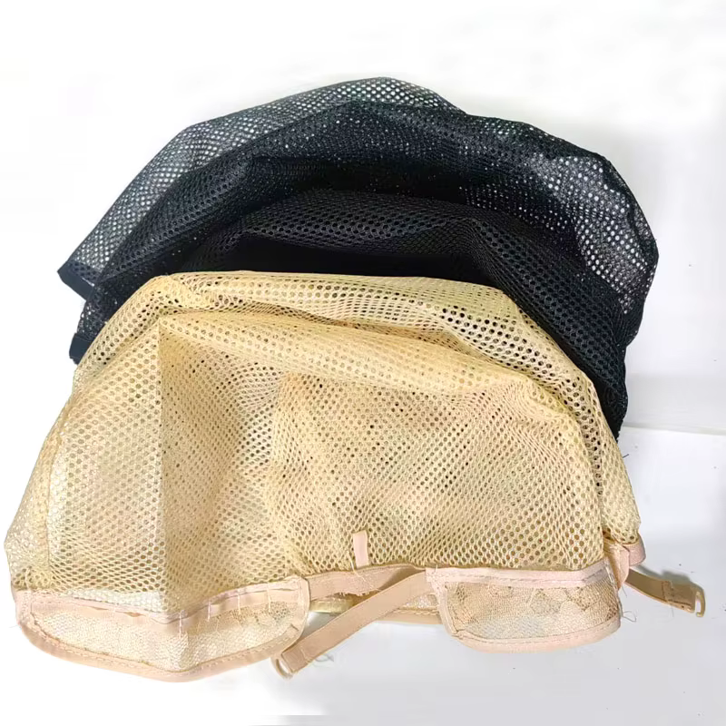 100 pièces de bonnets de perruque respirants en maille de nylon réglables, noirs et blonds, avec san