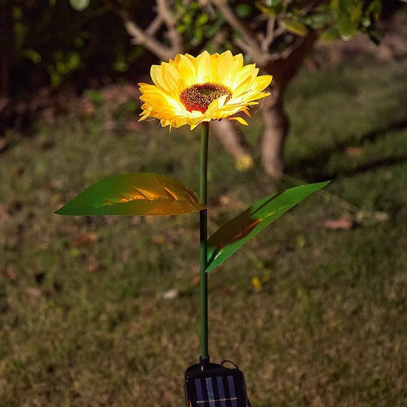 Le tournesol solaire allume les lumières jaunes extérieures de fleur de soleil de LED adaptées à la 