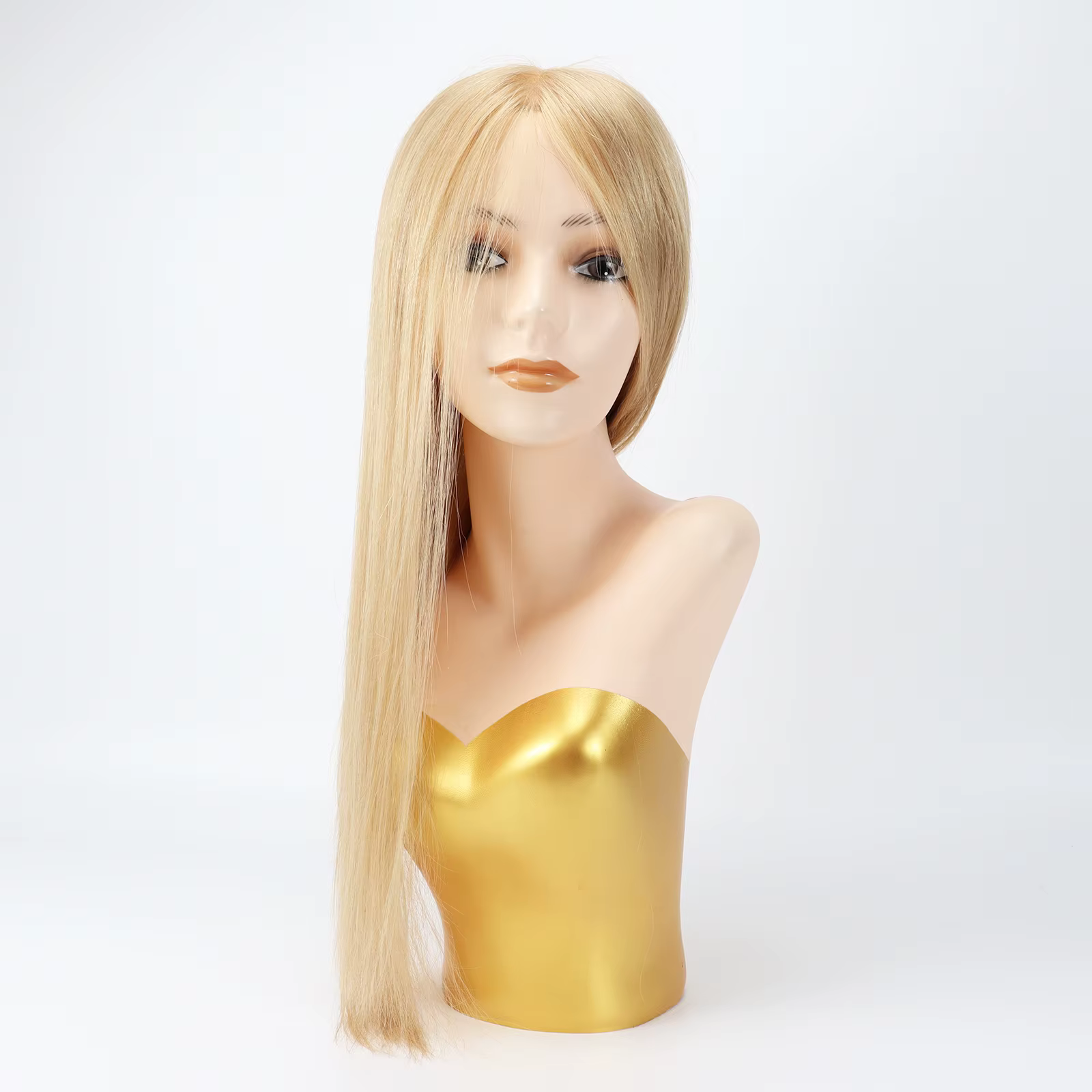 Perruque de cheveux humains entièrement attachée à la main, mono filet en soie, couronne blonde, PU