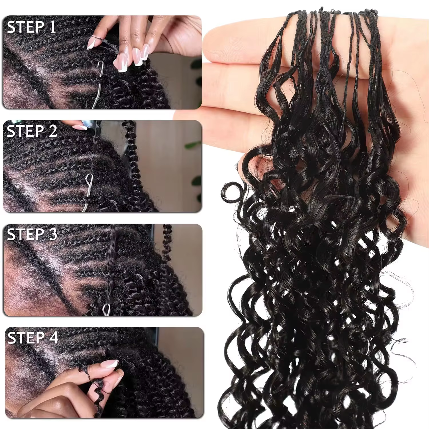 Extensions de cheveux humains bouclés birmanes en crochet, cheveux naturels bruts, ondulations profo
