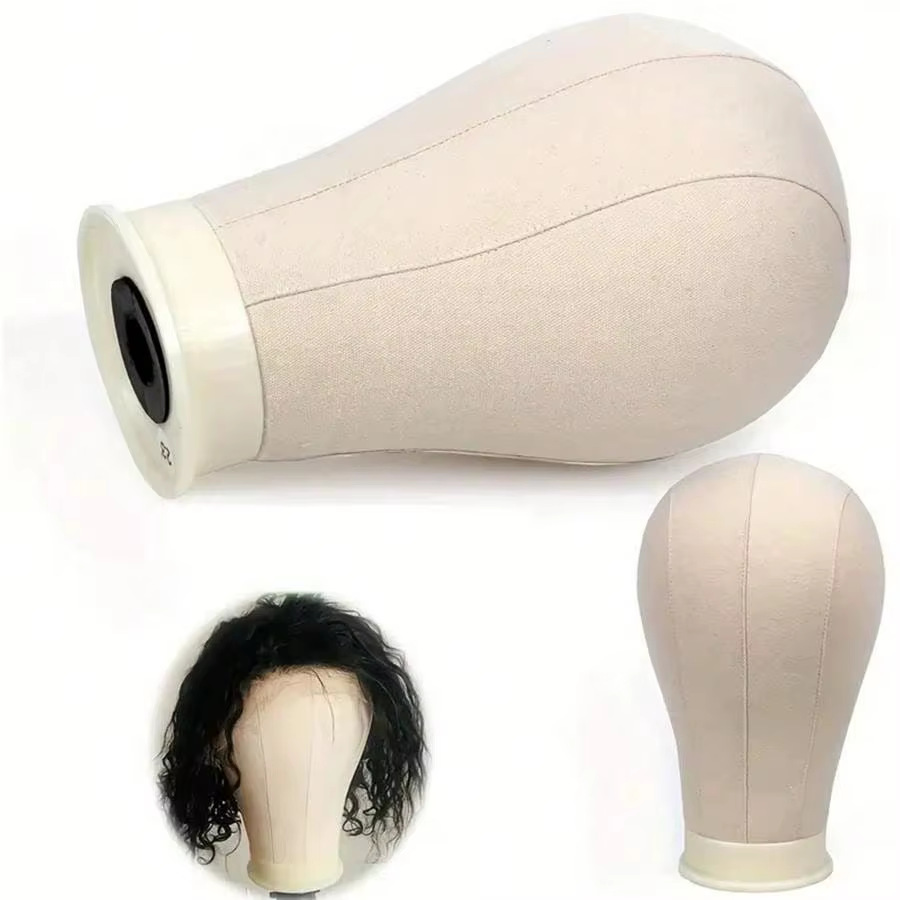 Tête de Mannequin de 22 pouces avec support, modèle de perruque en toile avec trou de montage pour l