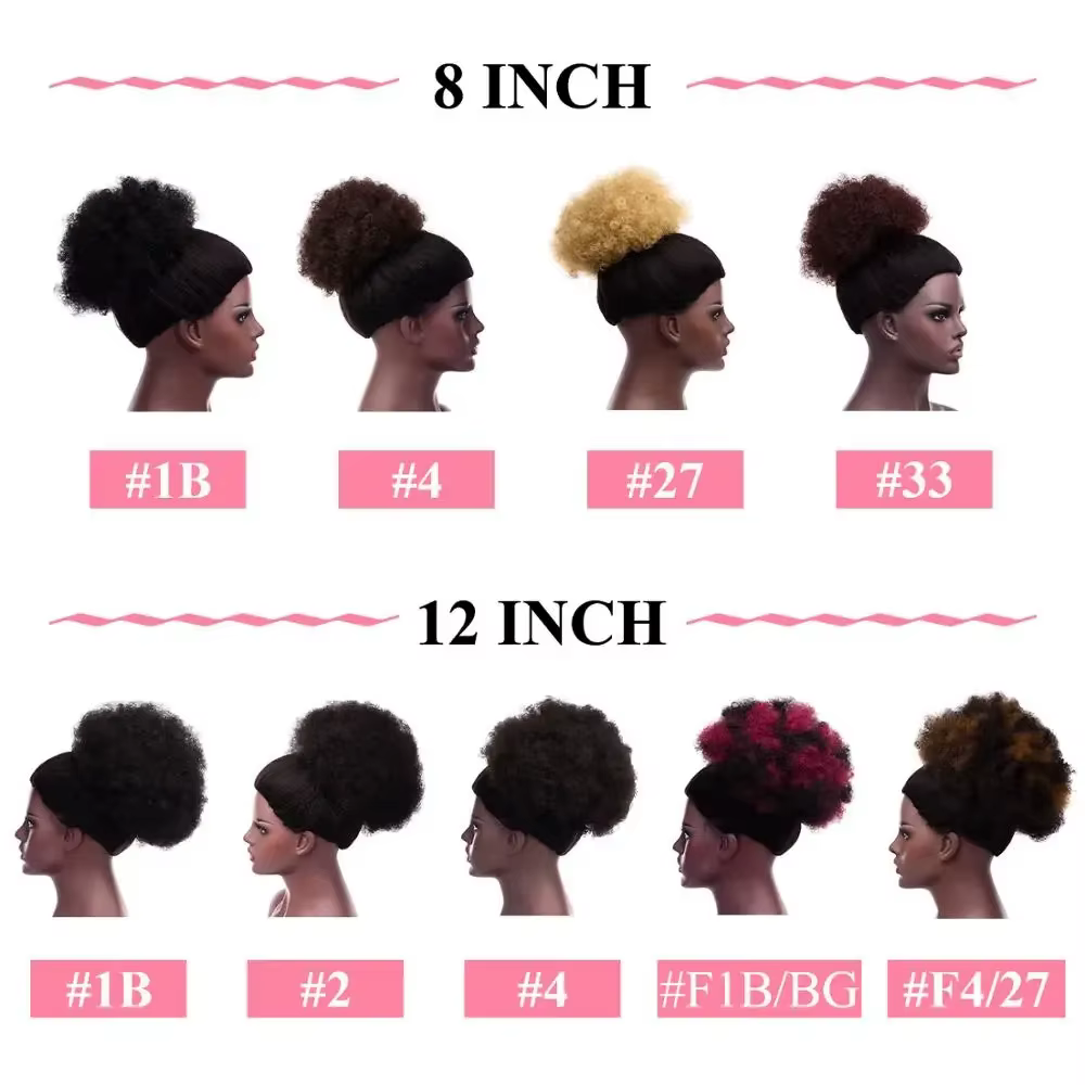 Grande queue de cheval synthétique Afro bouffante avec cordon de serrage, postiche crépue bouclée av