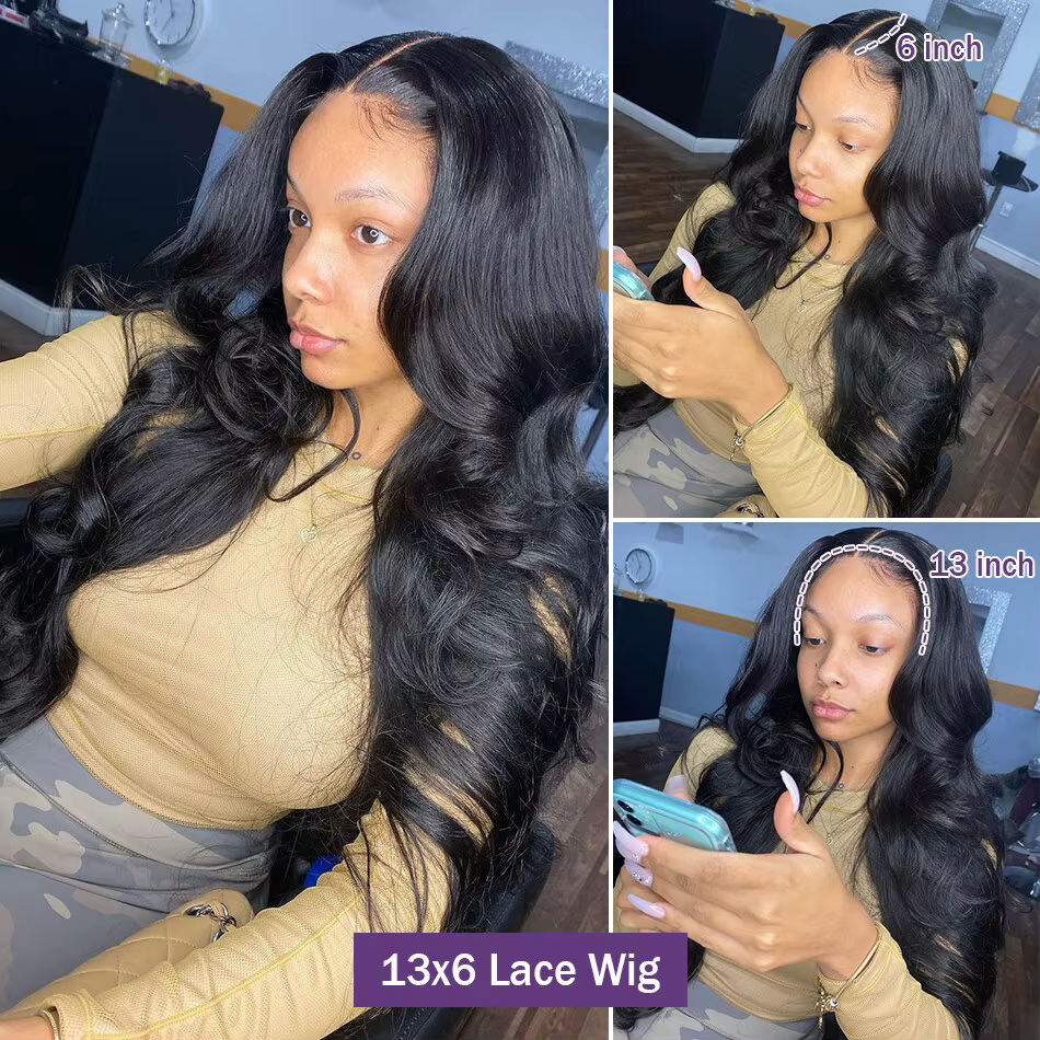 Perruque Full Lace 360 Body Wave, Perruque Lace Front 13x6 en Cheveux Humains, Perruque Frontale HD