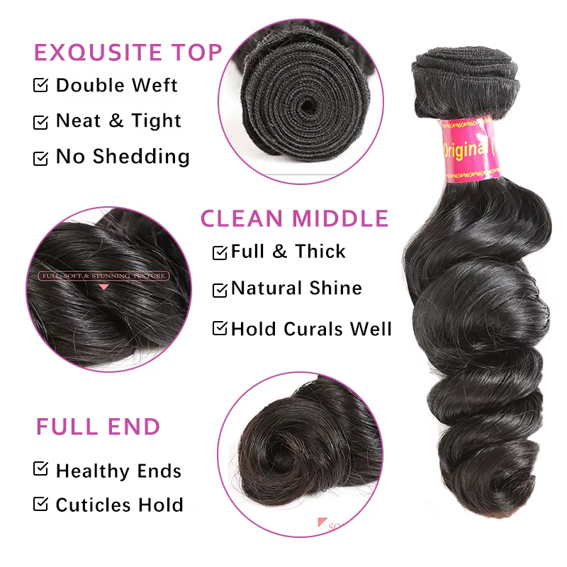 Tissage en lot brésilien naturel vierge brut 100%-ALI QUEEN HAIR, adt wave, 10 à 30 pouces, extensio