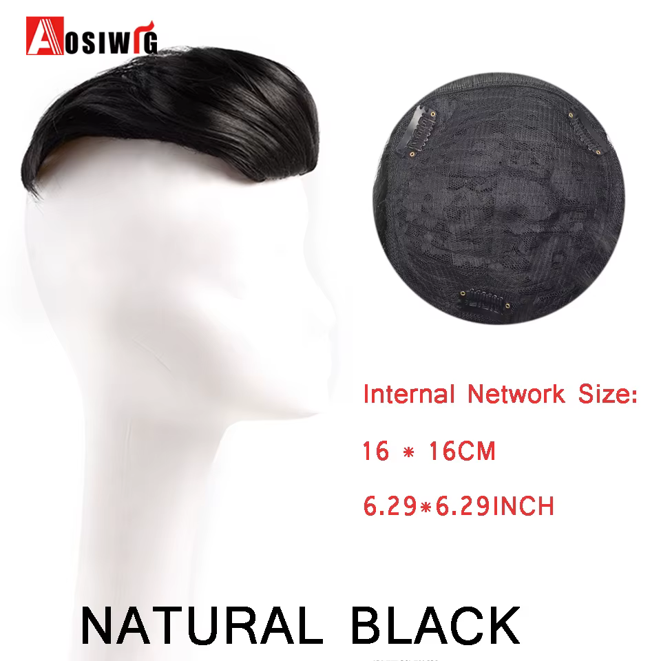 Perruques synthétiques courtes à 3 Clips pour hommes, pièces de rechange, couverture de cheveux blan