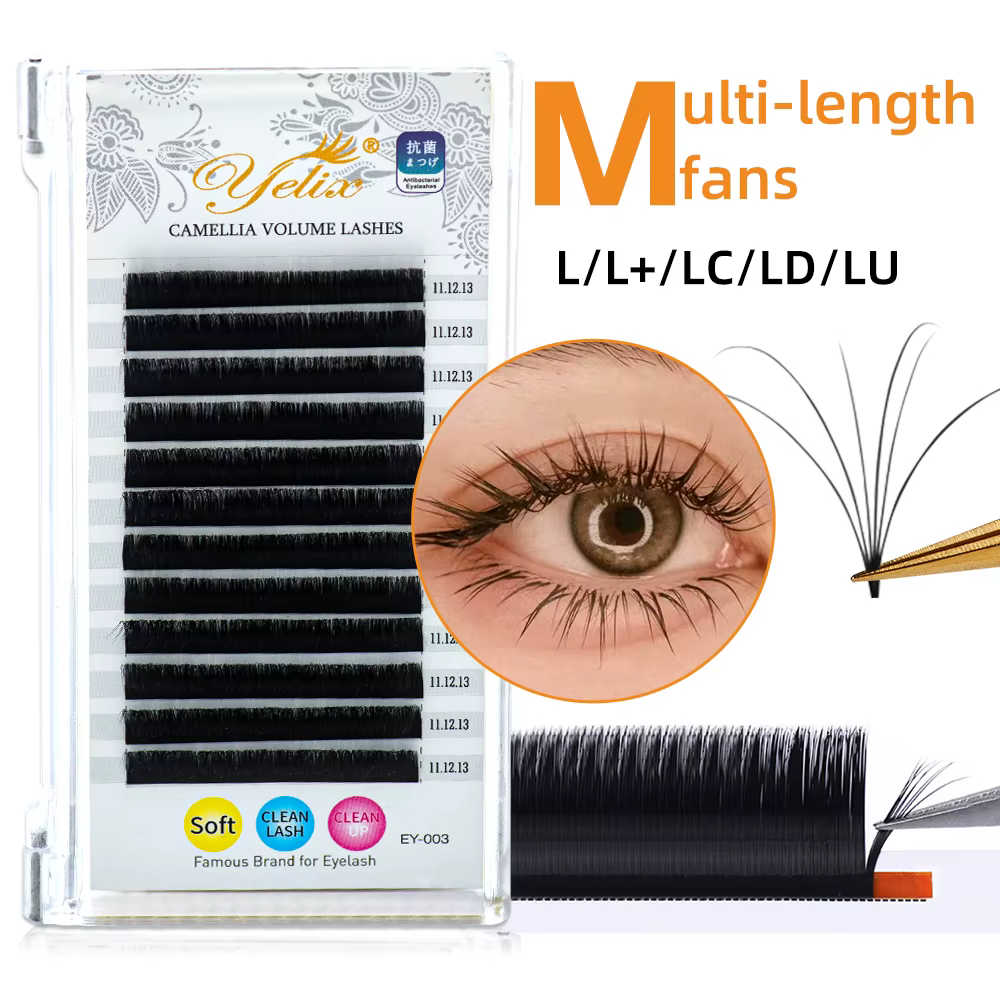 Yelix – Extensions de cils camélia naturels multi-longs, Volume moelleux, fournitures d'extension de