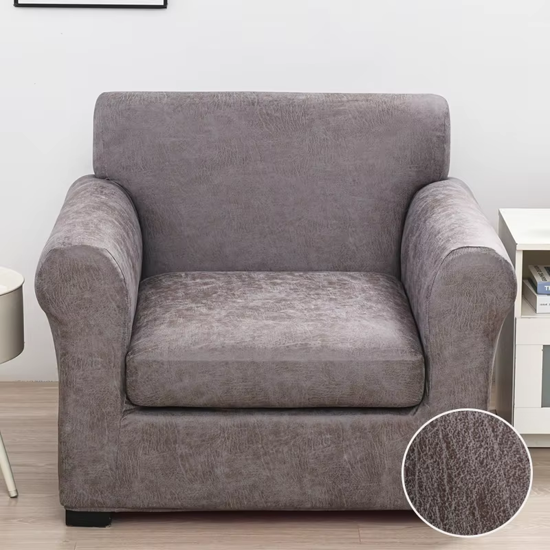2 pièces housses de chaise en Faux cuir housse de canapé à siège unique housse de chaise extensible 