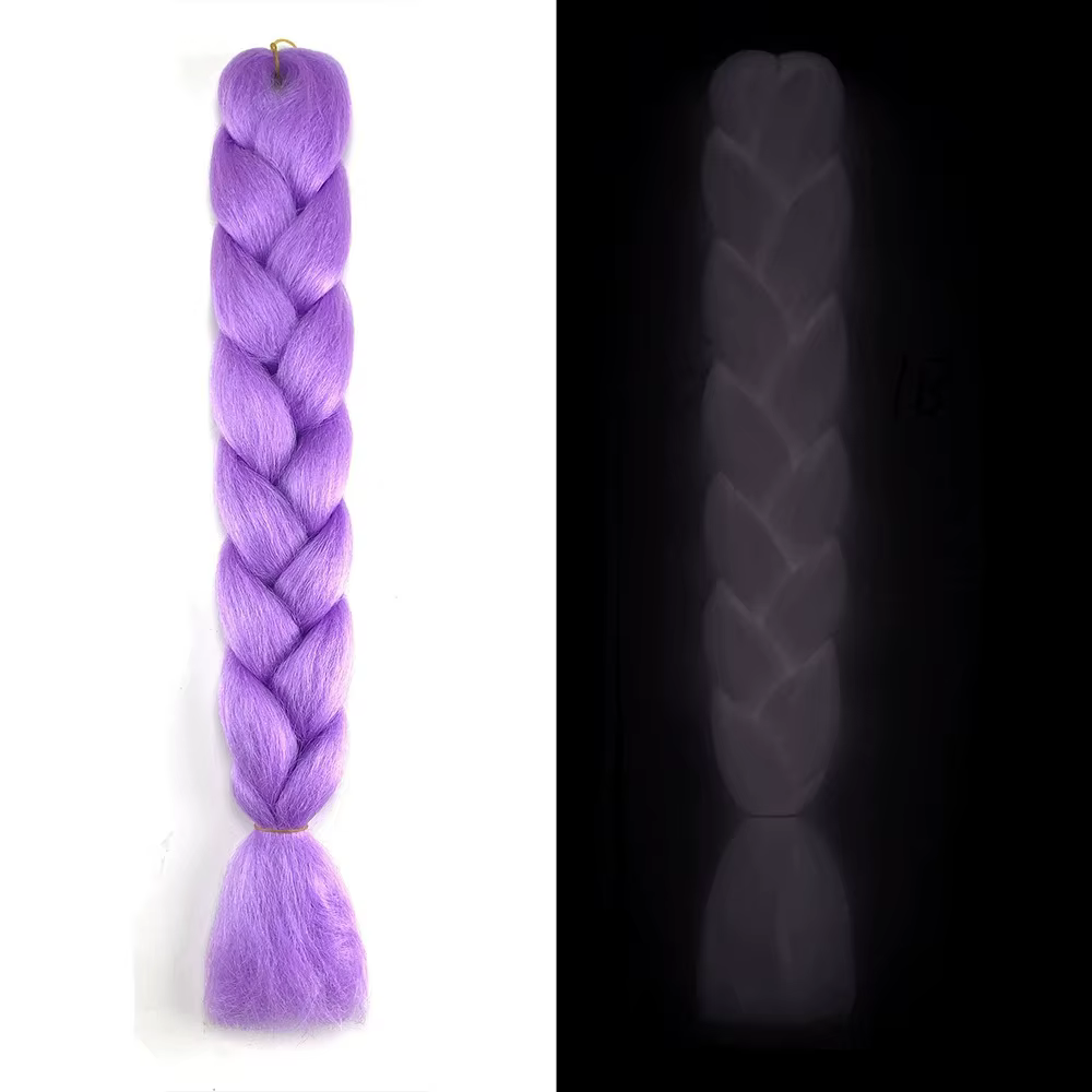 Extensions de cheveux tressés lumineux, tresses Jumbo brillantes fluorescentes dans l'obscurité |   