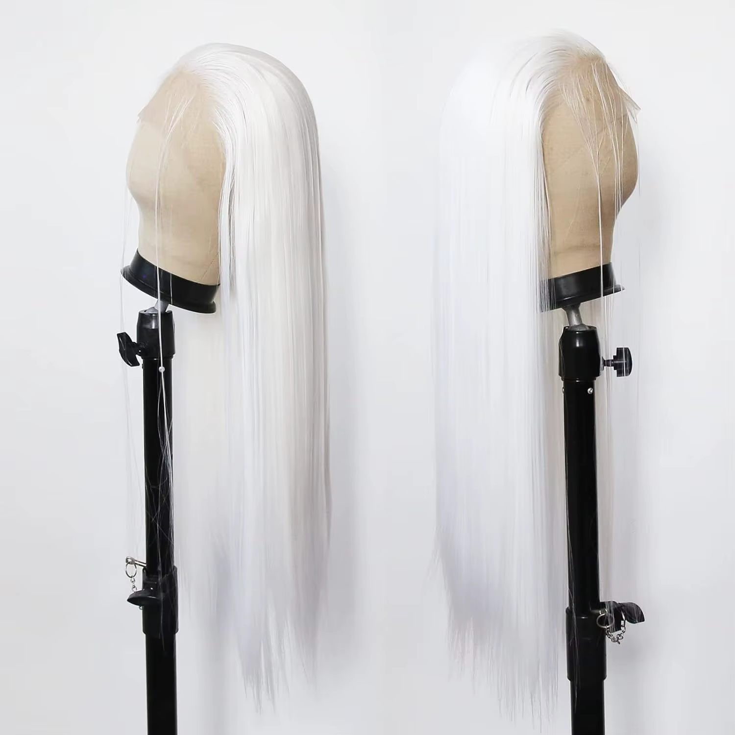 Perruque Lace Front Wig synthétique lisse et longue, cheveux lisses, platine blanc, naturel, demi-ma