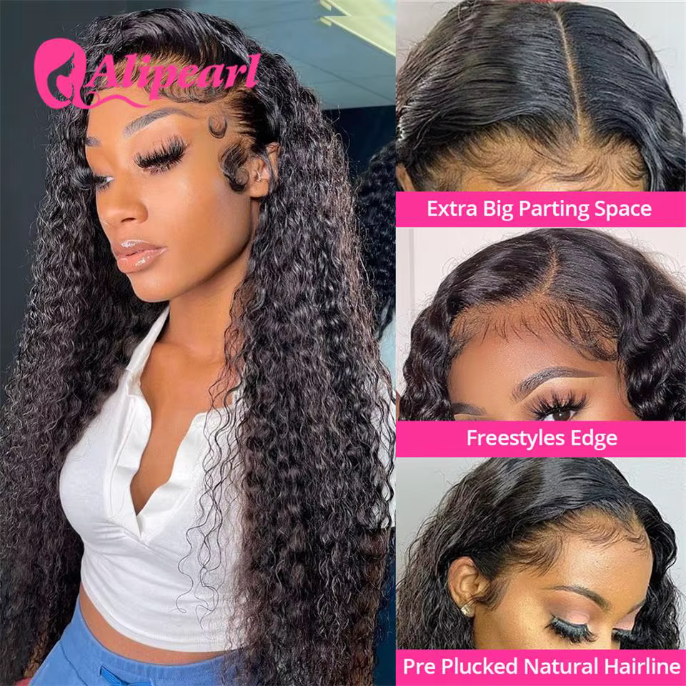 Perruque Lace Front Wig Deep Wave brésilienne naturelle-ALIPEARL, 13x4, pre-plucked, avec baby hair,
