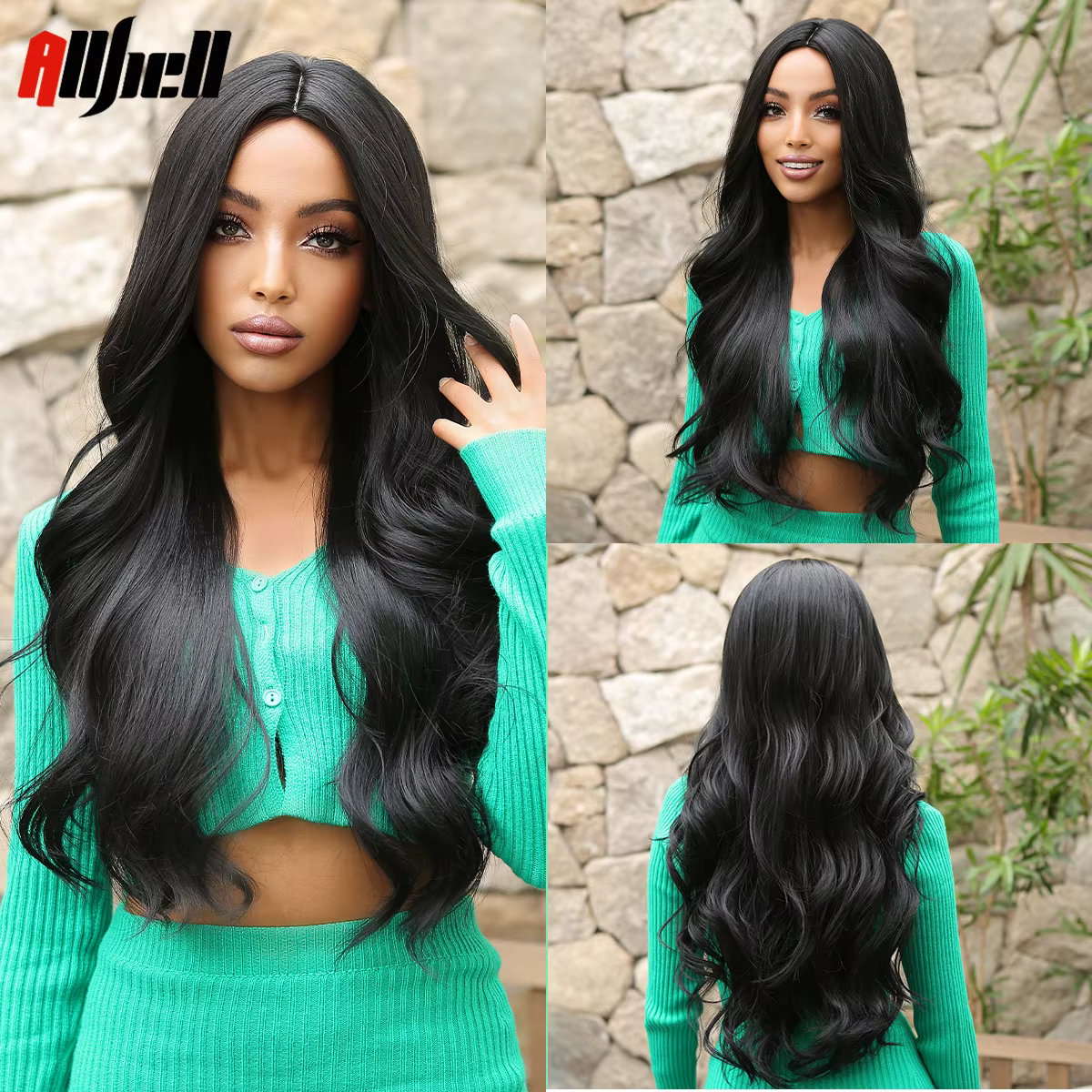 Perruque Synthétique Longue Ondulée, Postiche de Couleur Rouge Vin, Cheveux Afro Crépus et Naturels 