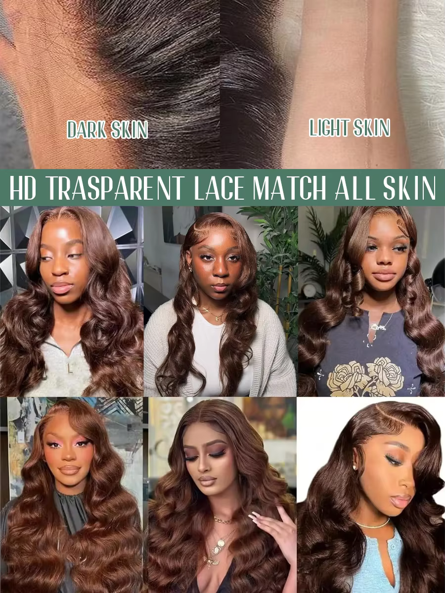 220% densité 36 pouces chocolat brun vague de corps 13x6 dentelle avant perruques de cheveux humains