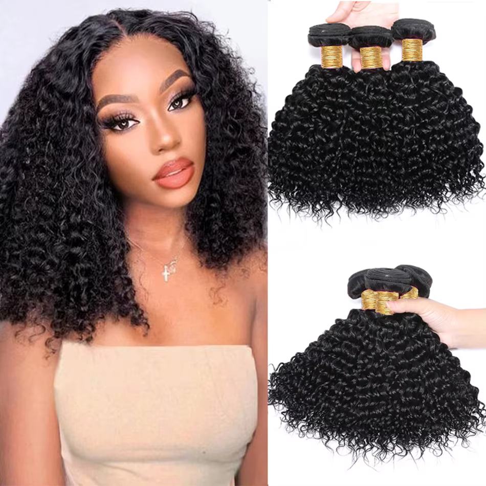 Mèches brésiliennes naturelles crépues et bouclées, Extensions de tissage vierges, couleur naturelle