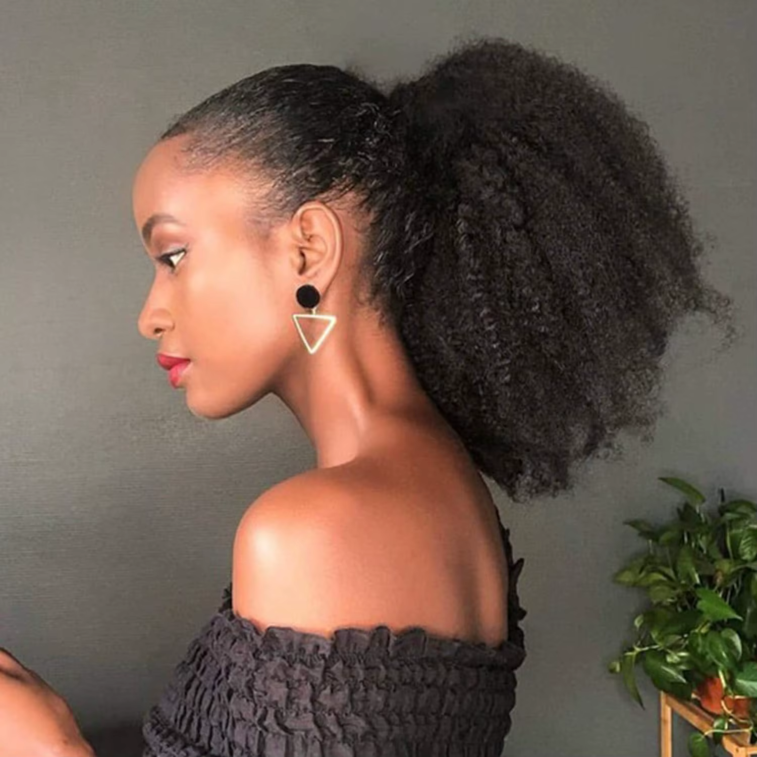 Extension de queue de cheval synthétique Afro bouffante avec cordon de serrage pour femmes noires, c