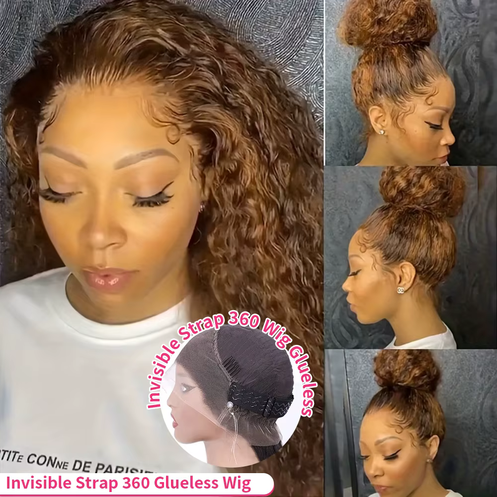 Perruque de cheveux humains bouclés pleine dentelle 360 Invisi sangle mettre en évidence perruque 13