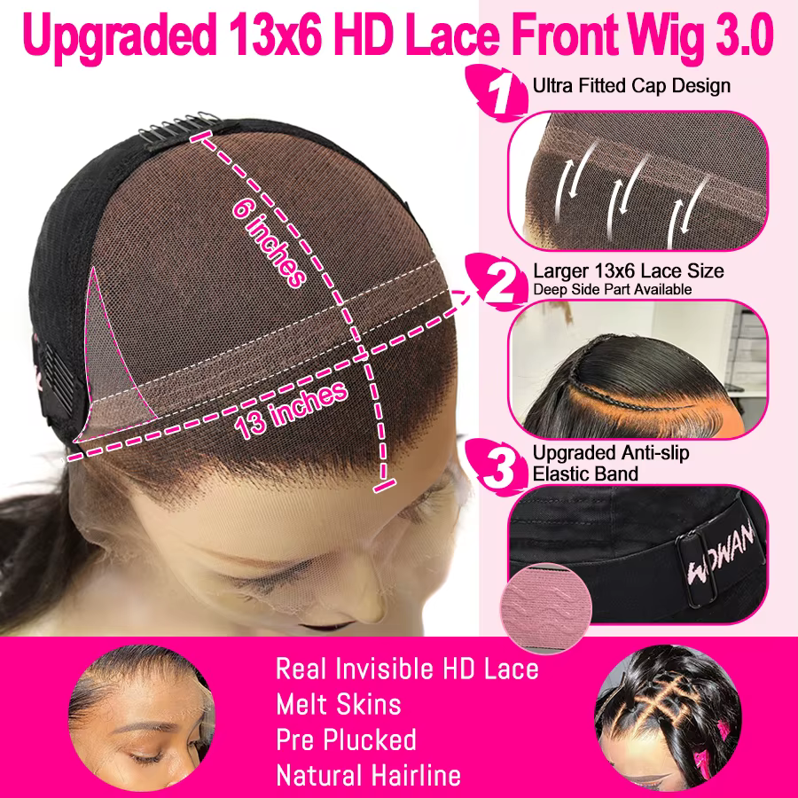 34inch Ash Blonde Body Wave Real HD Lace Front Perruque de cheveux humains Melt Skins 13x6 Full Lace