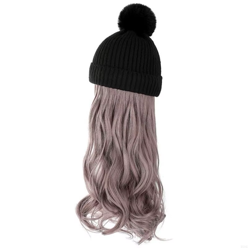 Chapeau tricoté avec Extensions cheveux pour filles, bonnet français pour photographie vacances, Ext