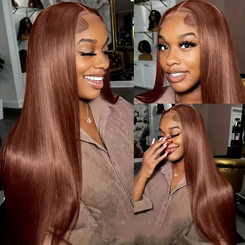 34 Inch #4 Chocolate Brown Straight Lace Front Wigs 13x6 HD Lace Frontal Wig 13x4 Pre Plucked Brazil