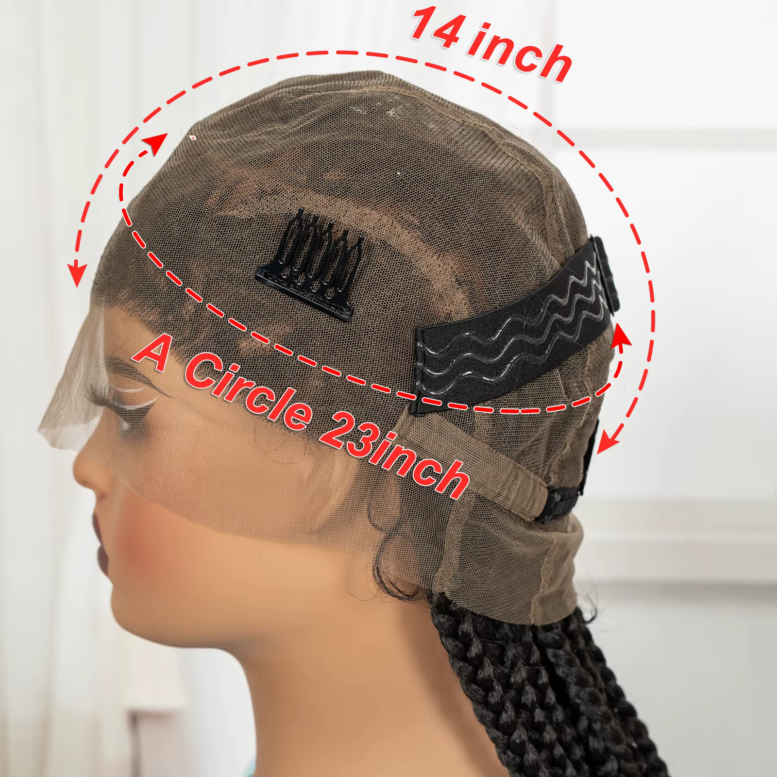 Perruques tressées en dentelle complète de 36 pouces, synthétiques, aspect naturel, avec cheveux de