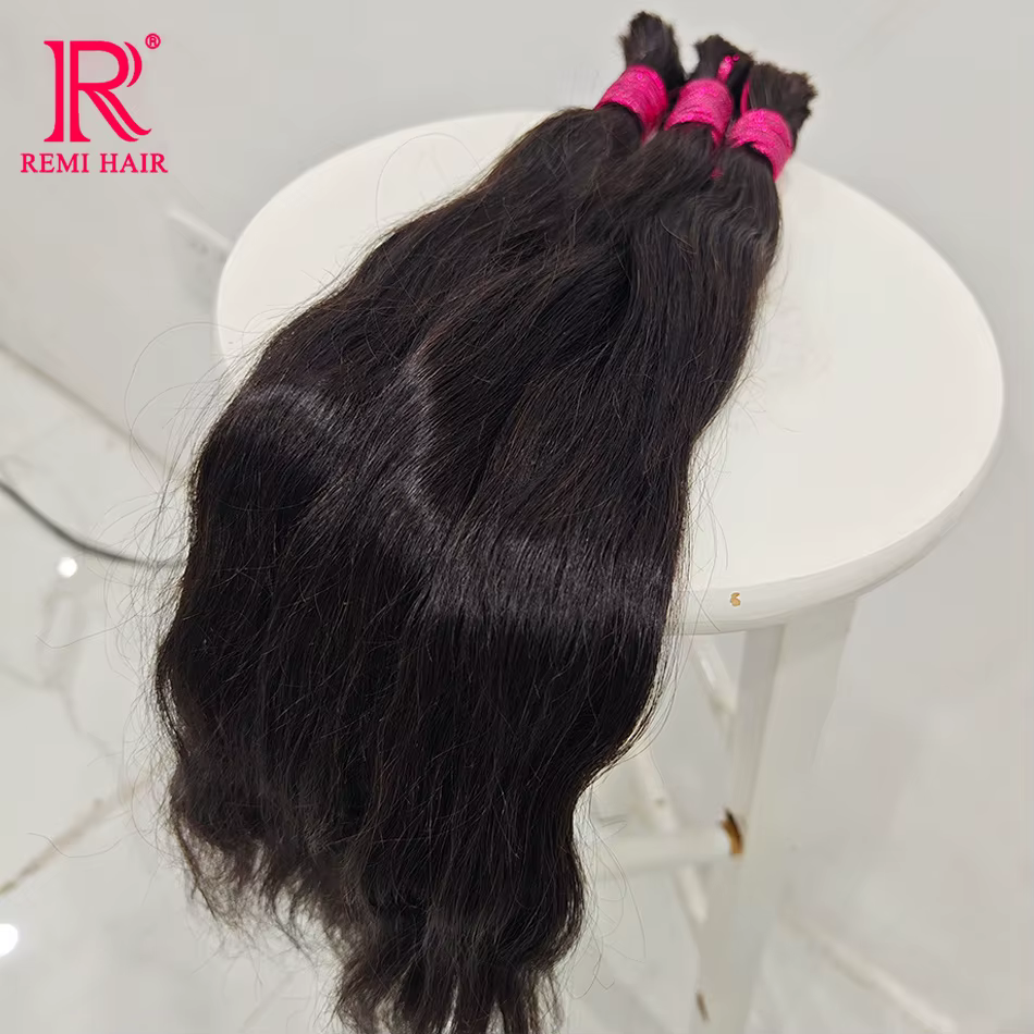 Cheveux naturels non traités 100% véritables en vrac, cheveux indiens sans trame, extensions de chev