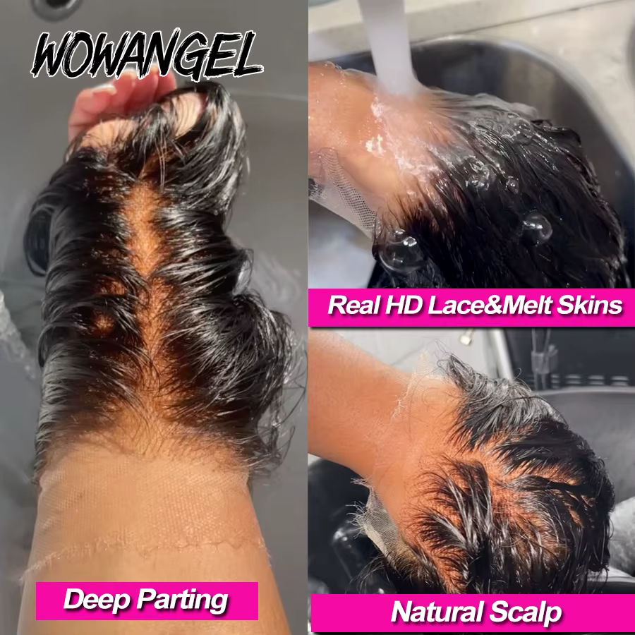 34 pouces Real HD Lace Front Wig Cheveux raides pré-plumés 13x6 HD Transparent Lace Frontal Perruque