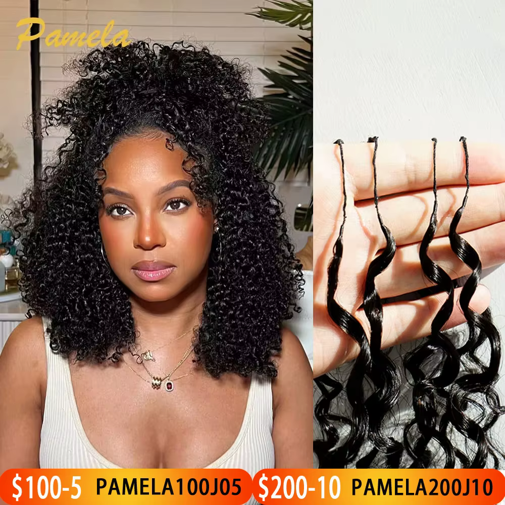 Extensions de cheveux humains bouclés afro kinky birmanes, pré-séparées, sans nœuds, pour crochet, e