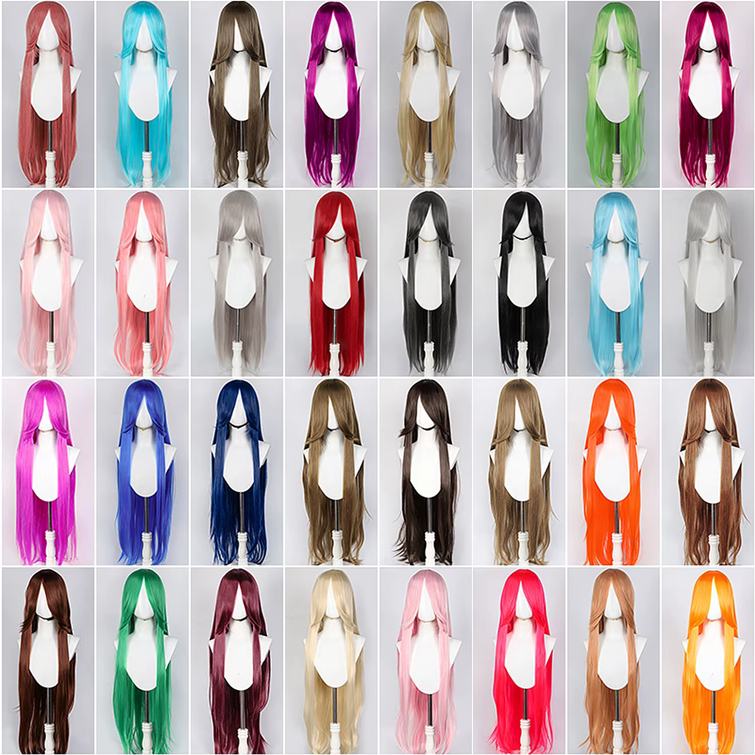 Perruque de Cosplay synthétique longue et lisse de 100CM avec frange, perruque de Cosplay rose viole