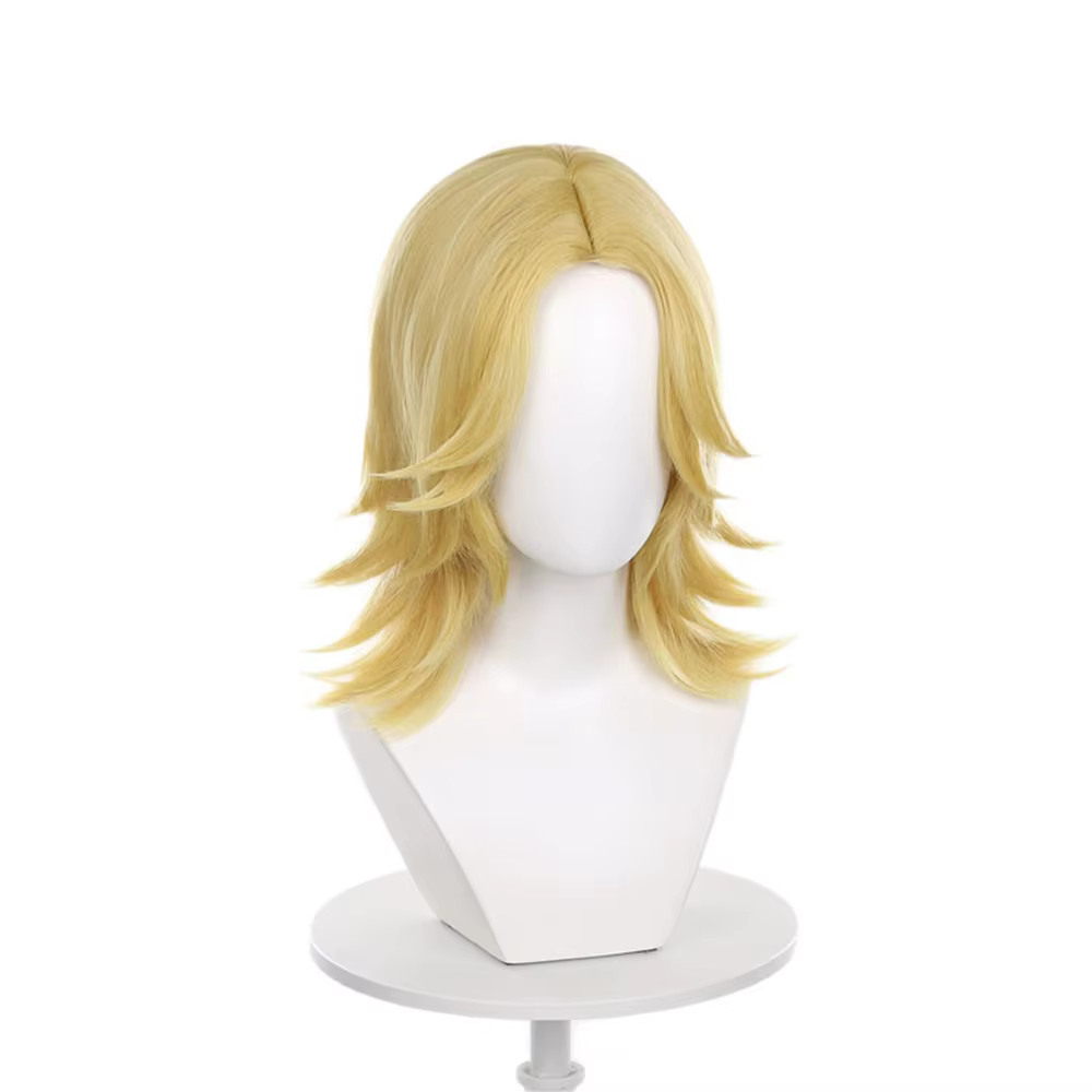 Perruque de Cosplay Anime Johnny Joestar, cheveux synthétiques blonds mi-longs et lisses, accessoire