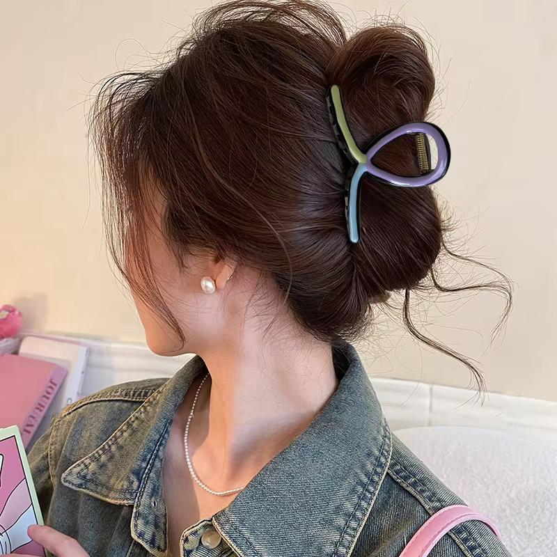 Pince à cheveux à grand nœud en forme de crabe, Barrettes à griffes mignonnes coréennes pour femmes 