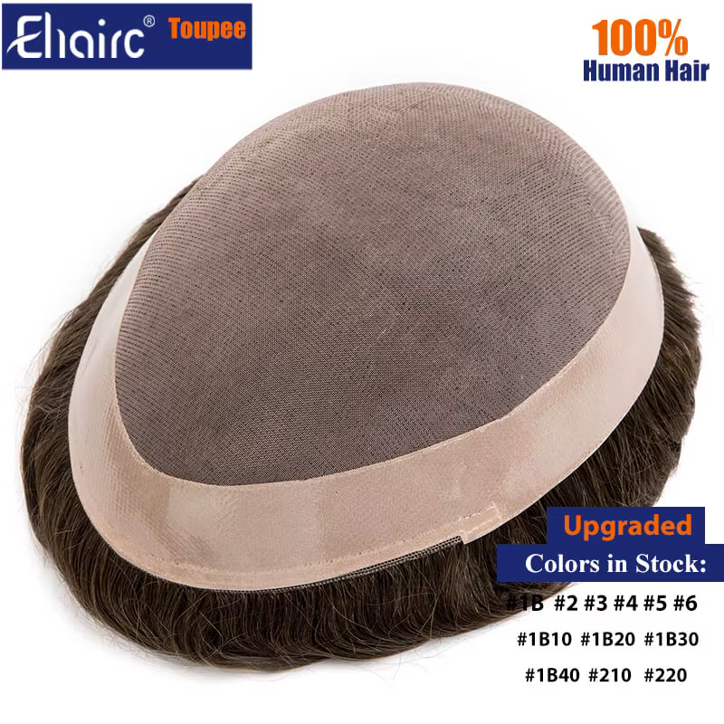 Prothèse capillaire pour hommes Mono perruque pour hommes perruques de cheveux naturels pour hommes