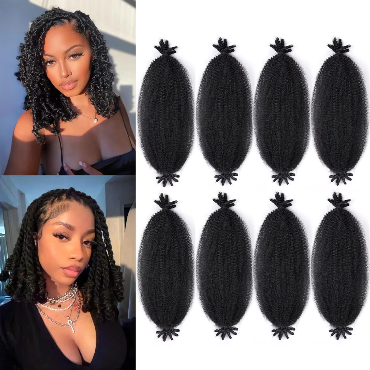Cheveux Afro torsadés élastiques pré-séparés, adaptés aux Locs doux endommagés, tresses synthétiques