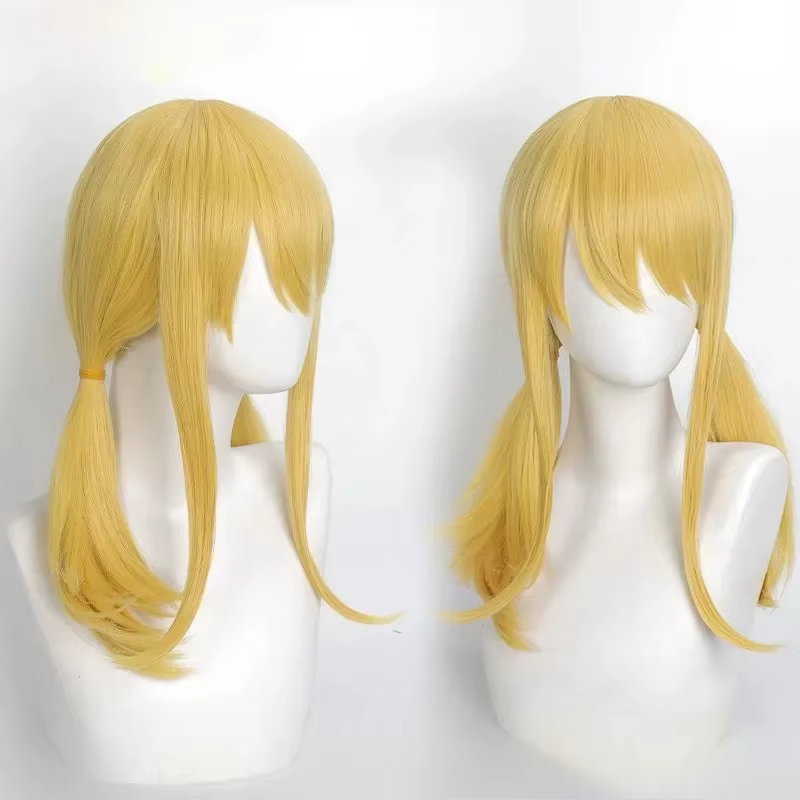 Lucy Cosplay perruque intégrée Double tressé cheveux Style or jaune fée queue perruque pour Hallowee