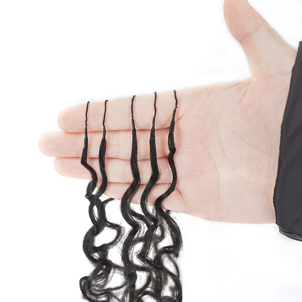 Lot de 5 tresses au crochet bouclées birmanes sans nœuds, pré-séparées, effet plume, légères, réutil