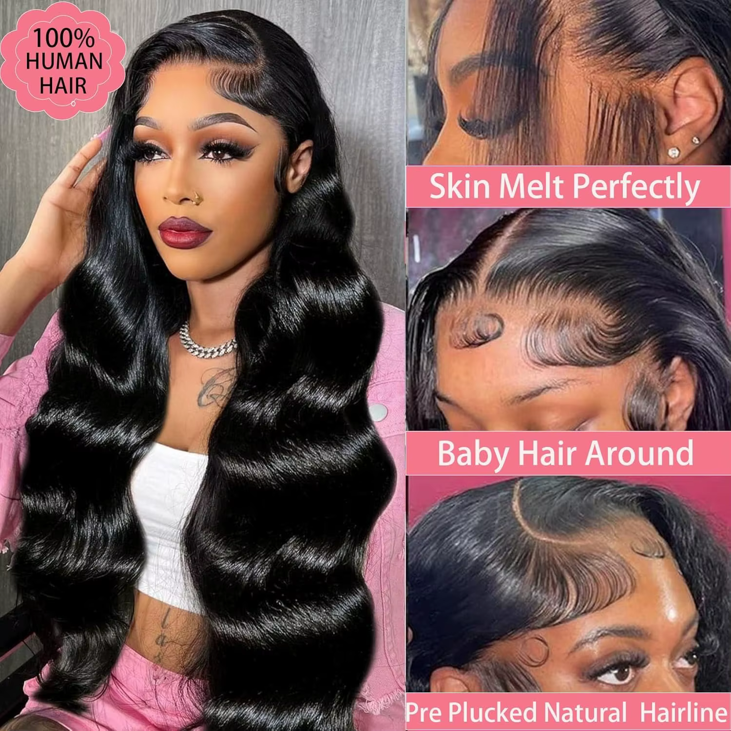 Perruques Lace Front Body Wave 13x4 13x6 40 pouces, densité 200, en cheveux humains, pour femmes