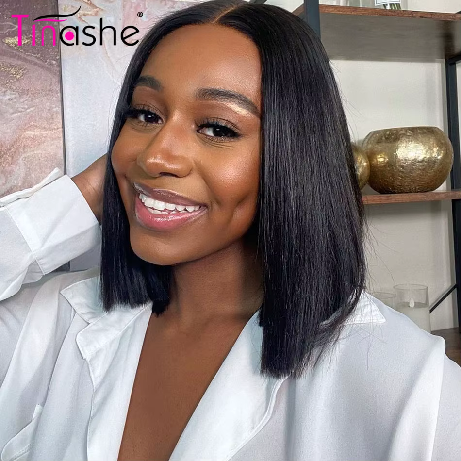 Tinashe Wear & Go perruque sans colle cheveux humains noeuds pré-blanchés perruque Bob droite pré-co