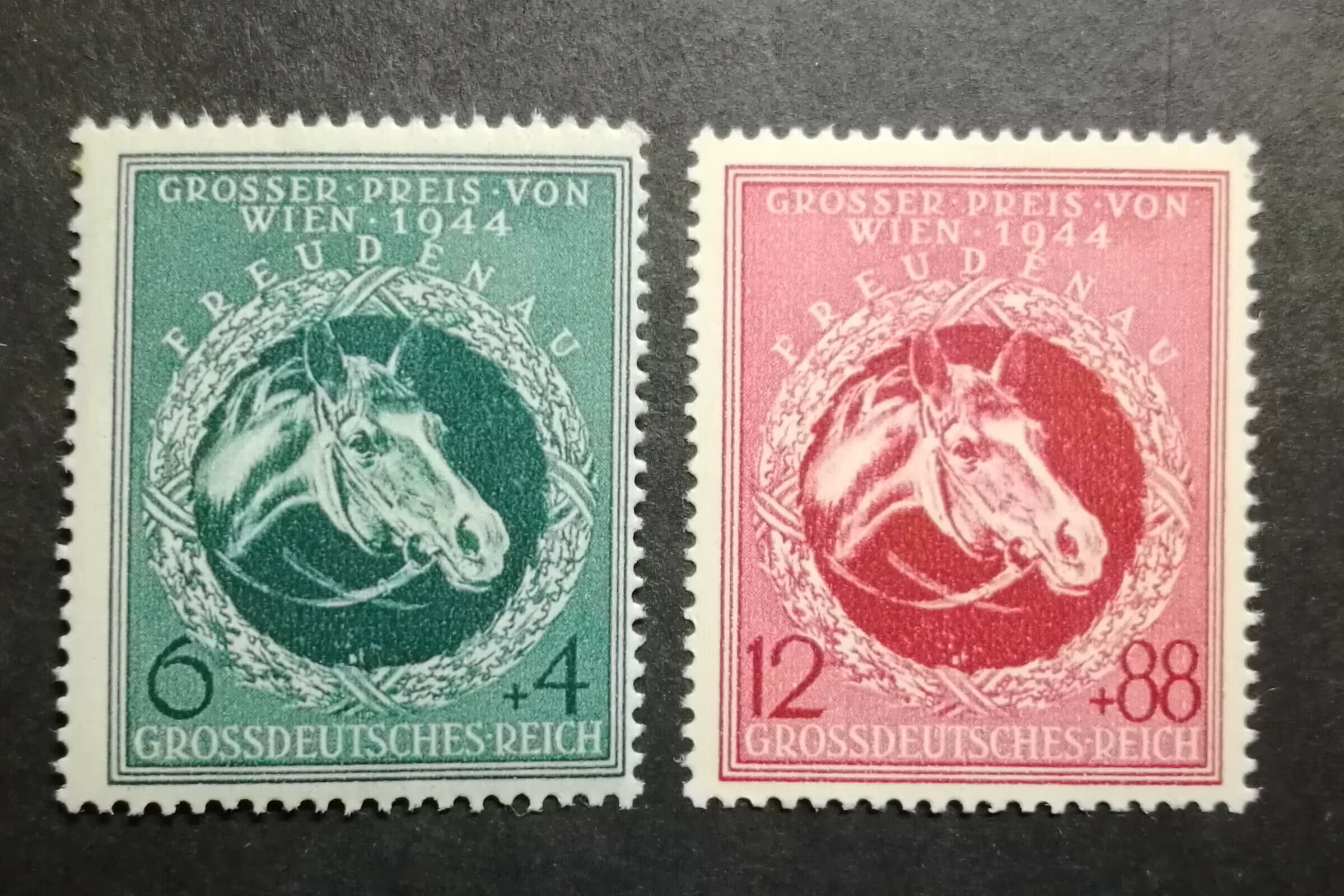 2 pièces/ensemble de nouvelles timbres-poste allemandes 1944, salon international des chevaux de Vie